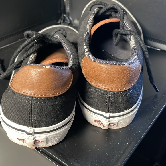 Vans off the Wall 721356 Lace Up Low Top BLACK & BROWN leather accents Size 9.5 - Picture 5 of 8